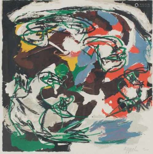 Karel Appel (1921-2006)Abstract composition. From 'Paysages Humains', 1961. Signed and numbered