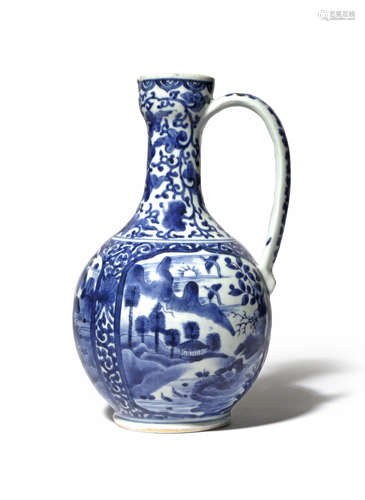 A JAPANESE ARITA BLUE AND WHITE EWER