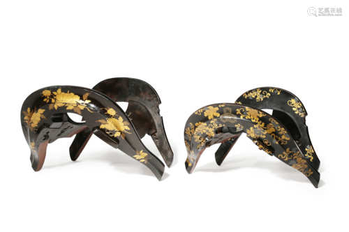 TWO JAPANESE WOOD AND LACQUER SADDLES