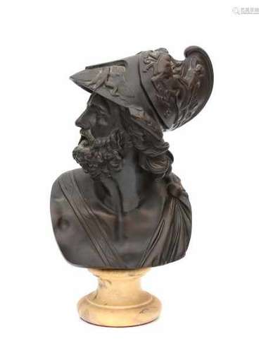 European school 19th centuryA bronze buste, Ajax. On marble base.height 34 cm.- - -29.00 % buyer's