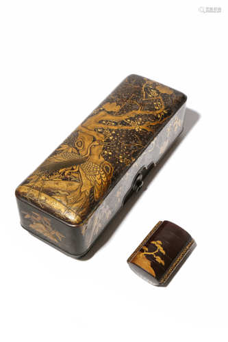 A JAPANESE LACQUER BOX AND COVER