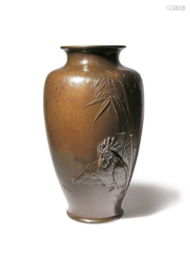 A MASSIVE JAPANESE BRONZE VASE BY TAKAHASHI RYOUN