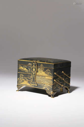 A JAPANESE KOMAI-STYLE MIXED METAL THREE-TIERED BOX