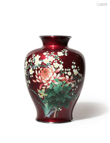 A JAPANESE GINBARI CLOISONNE VASE