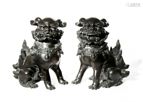 A PAIR OF LARGE JAPANESE BRONZE SHISHI