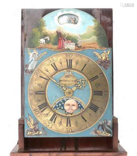 A Dutch 'Groninger' wall clock. With moondial and mechanism 'Abrahams offer'. Adress: Joh.