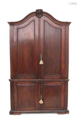 A Dutch oak corner cabinet. 18th centuryDimensions 225 x 136 x 55 cm.- - -29.00 % buyer's premium on