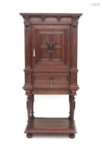 A Dutch oak 'tobacco' cabinet, the interior with nine drawers. 19th centuryDimensions 186 x 88 x