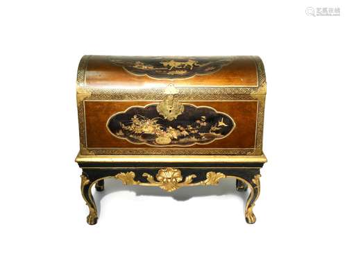 A LARGE JAPANESE GOLD AND BLACK LACQUER CHEST FOR THE EXPORT MARKET