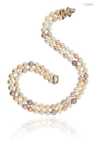 A two-row cultured pearl necklace