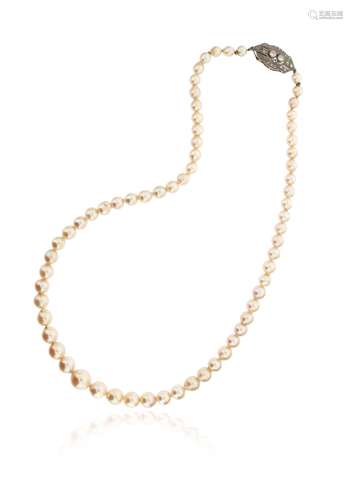 A single-row cultured pearl necklace