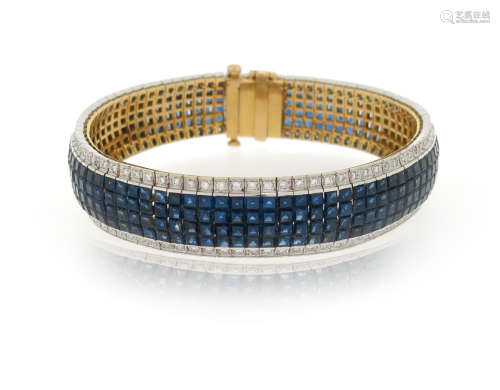 A sapphire and diamond bracelet