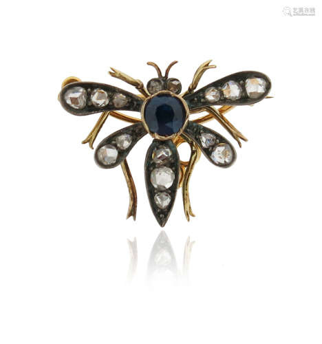 A gem-set insect brooch
