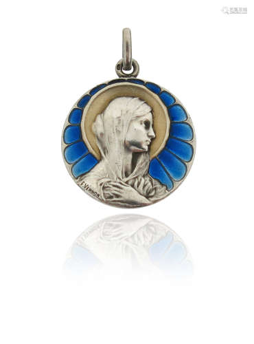 A French Art Nouveau silver and plique-à-jour enamel pendant by Frédéric Charles Victor de Vernon