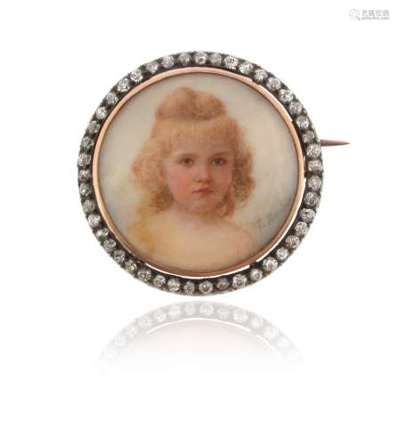 A late Victorian diamond-set portrait brooch