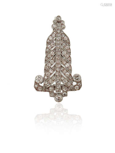 An Art Deco composite diamond-set brooch