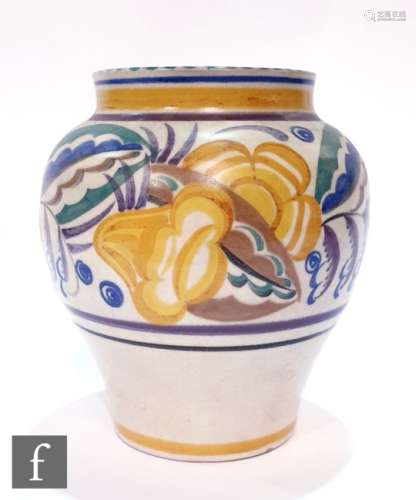 A 1930s Carter Stabler & Adams Poole Pottery vase of shouldered ovoid form, decorated with hand