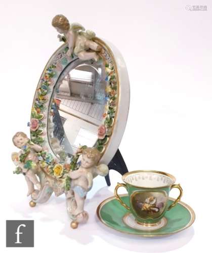 A 19th Century Worcester Flight, Barr and Barr, Coventry Street twin handled chocolate cup and
