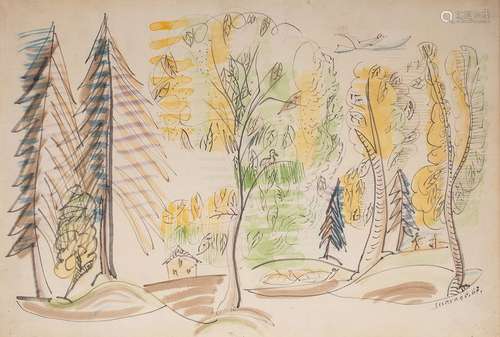 Léopold SURVAGE (1879 1968) \nPAYSAGE, 1967 \nAquare…