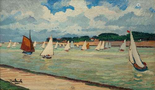 Gaston BALANDE (1880 1971) \nREGATE SORTIE DU PORT …