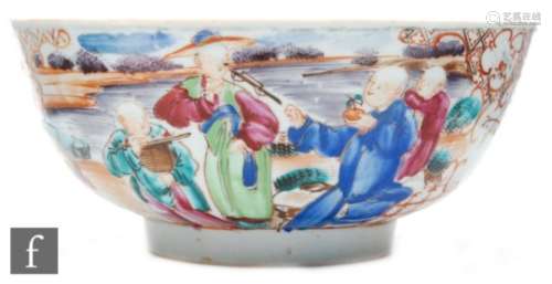 A Chinese 18th Century export porcelain Mandarin bowl of typical circular form rising from a high