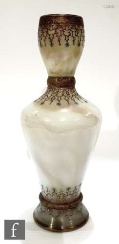 A large 19th Century Loetz Carneol range vase of shouldered ovoid form hand enamelled with thorn and