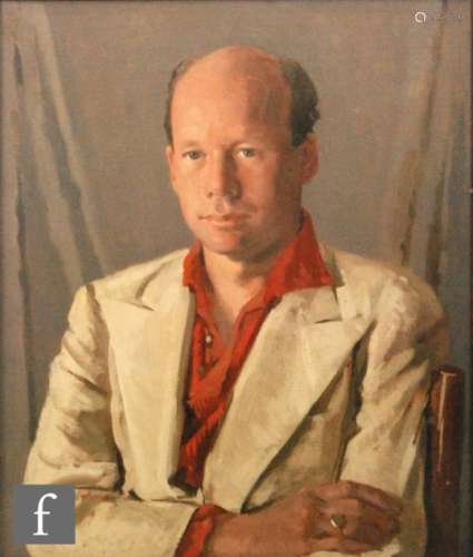SIR MILES FLETCHER DE MONTMORENCY (1893-1963) - Portrait of Roy Plomley, oil on canvas, signed,