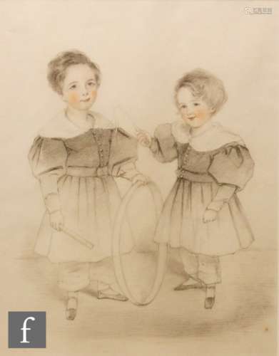 ENGLISH SCHOOL (EARLY 19TH CENTURY) - 'Portrait of Robert and Godfrey Webb as boys with their hoop