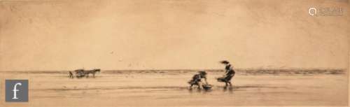 WILLIAM DOUGLAS MACLEOD (1892- 1963) - Figures on a beach gathering cockles, drypoint etching,