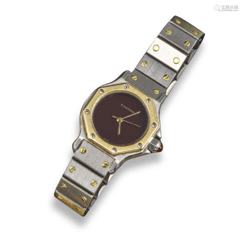 A lady's bi-metal Santos Ronde bracelet watch by Cartier