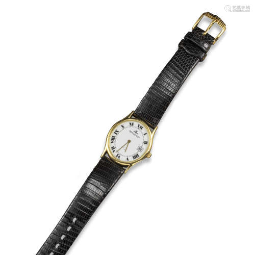 A gold wristwatch by Jaeger-LeCoultre