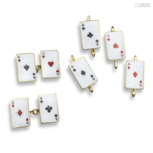 A set of playing card cufflinks