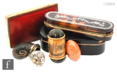 A 19th Century tortoiseshell and silver pique inlaid oblong tooth pick box, the cover decorated with