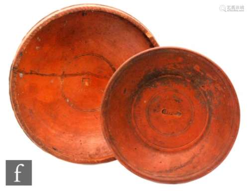 A Roman pottery food bowl, early 1st century with ink inscription verso ?from Pompeii 1842?,