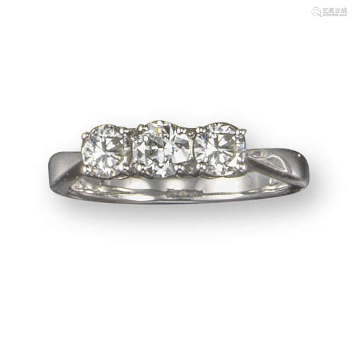 A diamond three-stone ring
