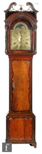 A 19th Century mahogany longcase clock with eight-day movement striking on a bell, the case with