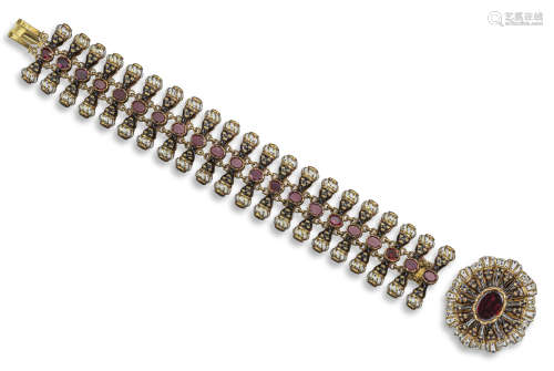 A garnet-set gold bracelet