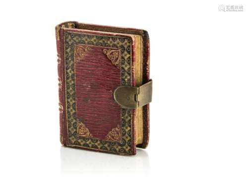 A Georgian novelty book box, the realistically tooled red leather small book titled Evenings
