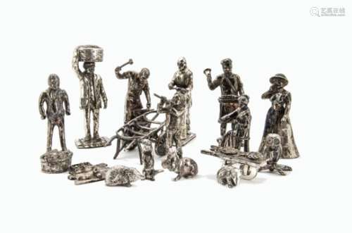 A collection of Cries of London pewter figures from John Pinches, approx 18 and some with tools or