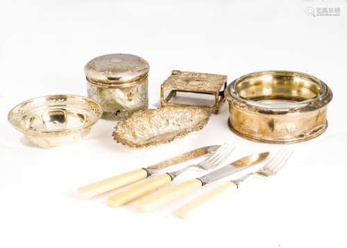 A collection of 19th and 20th century silver and silver plate, including three embossed silver