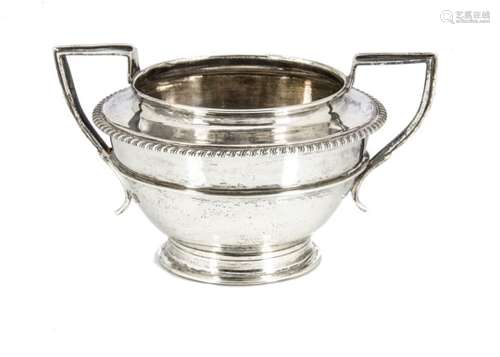 A George silver sugar basin by Pairpoint Brothers, the good gauge circular footed bowl with twin