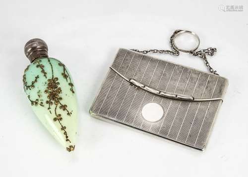 A 1920s silver lady's calling card case, in the form of a handbag, together with a Victorian