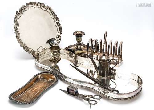 A collection of 19th and 20th century silver plate, including a small watering can from Mappin &