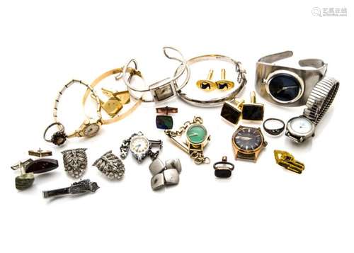 Seven vintage and modern watches and other items, including a small Larex example, together with a