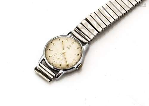 A vintage Tudor chromed mid size wristwatch, 29mm case, Rolex Denison case, no. 7481, AF, on later