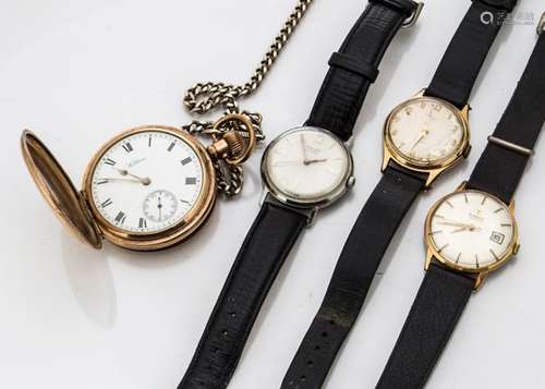 Three 1960s and 1970s gentleman's wristwatches, a Poljot, Tissot and Ingersoll, together with gold