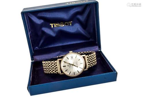 A c1980s Tissot Seastar Seven automatic 9ct gold cased gentleman's wristwatch, 34mm case, appears to