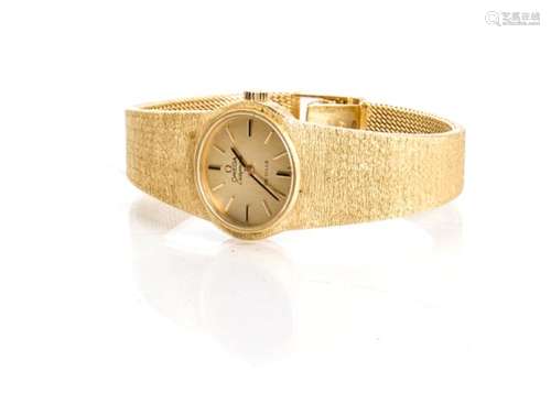 A c1980s Omega Ladymatic De Ville 18ct gold lady's wristwatch, 22mm oval case with gilt dial