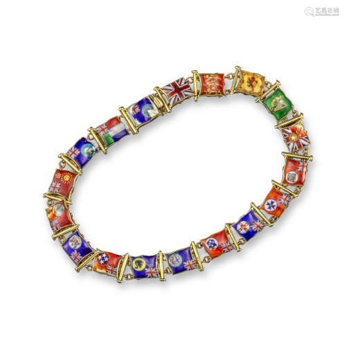 An early 20th century enamel and gold bracelet