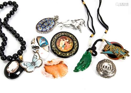 A collection of miscellaneous costume jewellery, including a pair of 19th Century jet mounted